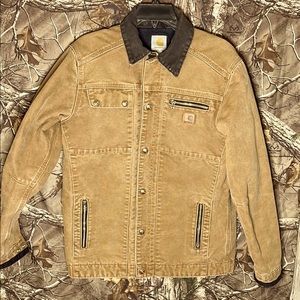 Carharrt Canvas Heavy Weight Quilted Coat. Button up closure.  Size Small